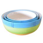 Kunhar Ceramic Mixing Bowls - 1500 ML, 800 ML and 600 ML, 3 Pieces, Green