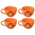 Kunhar Ceramic Soup Mug - Orange, 4 Piece, 350 ML