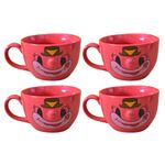 Kunhar Ceramic Soup Mug - Light Red, 4 Piece, 350 ML