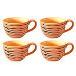 Kunhar Ceramic Soup Mug - Burning Orange, 4 Piece, 350 ML