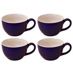Kunhar Ceramic Soup Mug - White Blue, 4 Piece, 350 ML