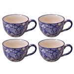 Kunhar Ceramic Soup Mug - Blue Luster, 4 Piece, 350 ML