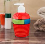KunhaR Ceramic Long-Lasting Liquid Handwash Soap Dispenser for Bathroom | Handwash Bottle for Kitchen | Soap Dispenser for Wash Basin | Bathroom Accessories | 300 ml, Red Multicolor