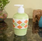 KunhaR Ceramic Long-Lasting Liquid Handwash Soap Dispenser for Bathroom | Handwash Bottle for Kitchen | Soap Dispenser for Wash Basin | Bathroom Accessories | 300 ml, Green Brick