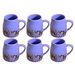 Kunhar Ceramic Tea Cups, Coffee Cups - 6 Pieces, Soft Blue, 160 Ml