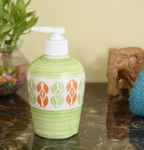 KunhaR Ceramic Long-Lasting Liquid Handwash Soap Dispenser for Bathroom | Handwash Bottle for Kitchen | Soap Dispenser for Wash Basin | Bathroom Accessories | 300 ml, Green Multicolor