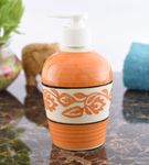 KunhaR Ceramic Long-Lasting Liquid Handwash Soap Dispenser for Bathroom | Handwash Bottle for Kitchen | Soap Dispenser for Wash Basin | Bathroom Accessories | 300 ml, Orange Vine, 2 Pieces