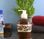 KunhaR Ceramic Long-Lasting Liquid Handwash Soap Dispenser for Bathroom | Handwash Bottle for Kitchen | Soap Dispenser for Wash Basin | Bathroom Accessories | 300 ml, Chocolate Vine, 2 Pieces