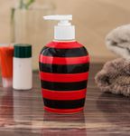 KunhaR Ceramic Long-Lasting Liquid Handwash Soap Dispenser for Bathroom | Handwash Bottle for Kitchen | Soap Dispenser for Wash Basin | Bathroom Accessories | 300 ml, Red Black, 2 Pieces