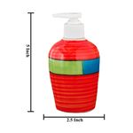 KunhaR Ceramic Long-Lasting Liquid Handwash Soap Dispenser for Bathroom | Handwash Bottle for Kitchen | Soap Dispenser for Wash Basin | Bathroom Accessories | 300 ml, Red Multicolor, 2 Pieces