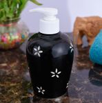 KunhaR Ceramic Long-Lasting Liquid Handwash Soap Dispenser for Bathroom | Handwash Bottle for Kitchen | Soap Dispenser for Wash Basin | Bathroom Accessories | 300 ml, Black Star, 2 Pieces