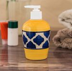 KunhaR Ceramic Liquid Soap Dispenser, 300 Ml, Yellow Blue