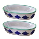 KunhaR Ceramic Soap Dish Holder, Ceramic Soap Dish Tray Holder,2 Pieces, White Blue