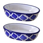 KunhaR Ceramic Soap Dish Holder, Ceramic Soap Dish Tray Holder,2 Pieces, Blue Chidi