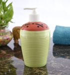 KunhaR Ceramic Long-Lasting Liquid Handwash Soap Dispenser for Bathroom | Handwash Bottle for Kitchen | Soap Dispenser for Wash Basin | Bathroom Accessories - Green Red, 450ml