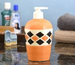 KunhaR Ceramic Long-Lasting Liquid Handwash Soap Dispenser for Bathroom | Handwash Bottle for Kitchen | Soap Dispenser for Wash Basin | Bathroom Accessories - Orange Brick, 450ml