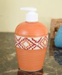 KunhaR Ceramic Long-Lasting Liquid Handwash Soap Dispenser for Bathroom | Handwash Bottle for Kitchen | Soap Dispenser for Wash Basin | Bathroom Accessories - Orange, 450ml