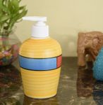 KunhaR Ceramic Long-Lasting Liquid Handwash Soap Dispenser for Bathroom | Handwash Bottle for Kitchen | Soap Dispenser for Wash Basin | Bathroom Accessories - Yellow, 450ml