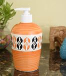 KunhaR Ceramic Liquid Soap Dispenser, Handwash Dispenser - Orange 3, 450ml