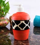 KunhaR Ceramic Liquid Soap Dispenser, Handwash Dispenser - Red Black Chidi, 450ml