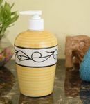 KunhaR Ceramic Liquid Soap Dispenser - Yellow Line, 450ml, 2 Pieces