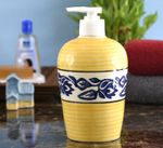 KunhaR Ceramic Liquid Soap Dispenser - Yellow Blue Vine, 450ml, 2 Pieces