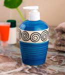 KunhaR Ceramic Liquid Soap Dispenser - SkyBlue Line, 450ml, 2 Pieces