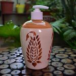 KunhaR Ceramic Long-Lasting Liquid Handwash Soap Dispenser for Bathroom | Handwash Bottle for Kitchen | Soap Dispenser for Wash Basin | Bathroom Accessories | 450 ml, 2 Pieces, Brown Rust