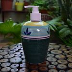 KunhaR Ceramic Long-Lasting Liquid Handwash Soap Dispenser for Bathroom | Handwash Bottle for Kitchen | Soap Dispenser for Wash Basin | Bathroom Accessories | 450 ml, 2 Pieces, Racing Green