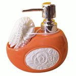 Kunhar Ceramic Liquid Soap Dispenser with Sponge, 450 Ml, Orange