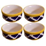 Kunhar Ceramic Sauce Holder - 100 ML, 4 Pieces, Yellow Blue