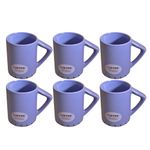 Kunhar Ceramic Tea Cups, Coffee Cups - 6 Pieces, Soft Blue, 200 Ml