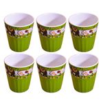 Kunhar Ceramic Tea Glass with Warli Painting, Milk Glass with Warli Painting, Coffee Glass - 6 Pieces, Murky Green, 125ml
