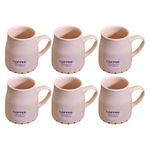 Kunhar Ceramic Tea Cups, Coffee Cups - 6 Pieces, Wheat, 160 Ml