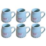 Kunhar Ceramic Tea Cups, Coffee Cups - 6 Pieces, Blue Hosta, 160 Ml