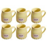 Kunhar Ceramic Tea Cups, Coffee Cups - 6 Pieces, Yellow, 160 Ml
