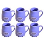 Kunhar Ceramic Tea Cups, Coffee Cups - 6 Pieces, Soft Blue, 160 Ml