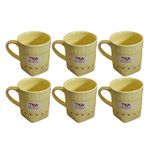 Kunhar Ceramic Tea Cups, Coffee Cups - 6 Pieces, Yellow, 150 ml