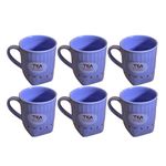 Kunhar Ceramic Tea Cups, Coffee Cups - 6 Pieces, Soft Blue, 150 ml