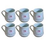 Kunhar Ceramic Tea Cups, Coffee Cups - 6 Pieces, Blue Hosta, 180 Ml