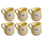 Kunhar Ceramic Tea Cups, Coffee Cups - 6 Pieces, Yellow, 180 Ml