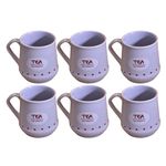 Kunhar Ceramic Tea Cups, Coffee Cups - 6 Pieces, Rock Blue, 180 Ml
