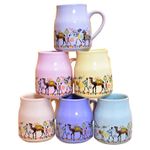 Kunhar Ceramic Multicolor Can Shape Tea Cup, Coffee Mug, Milk Mug (160 Ml Set of 6)
