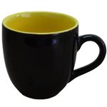Kunhar Ceramic Tea Cup - 150 Ml, 4 Pieces, Black Yellow