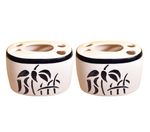 KunhaR Ceramic Toothbrush Holder Stand for Bathroom,2 Pieces, White Tree