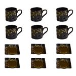 Kunhar Ceramic Tea Cups and Saucers (6 Cups 140 ML and 6 Saucers)