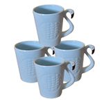 Kunhar Ceramic Milk Mugs, Coffee Mugs - 4 Pieces, Light Grey Blue, 300ml