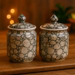 Kunhar Ceramic Jars Set of 2 (600ML Each) – Handcrafted Multipurpose Barni with Lid for Pickle, Chutney, Spices, Salt, Sugar – Kitchen Storage Containers, Black Luster