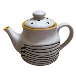 KunhaR Ceramic Teapot - 1 Piece, White Matt-Yellow, 650 ml