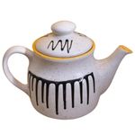 KunhaR Ceramic Teapot - 1 Piece, White-Yellow, 650 ml